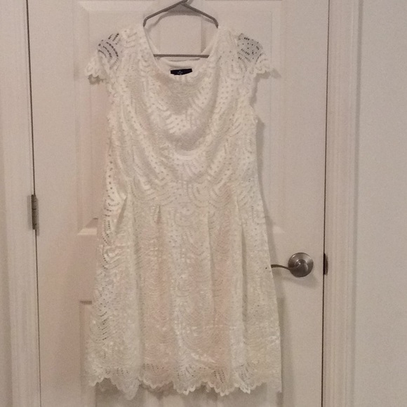 Ronni Nicole Dresses & Skirts - Beautiful Ronni Nicole White Lace Cap Sleeve Dress Bride Bridal Shower Women's 8